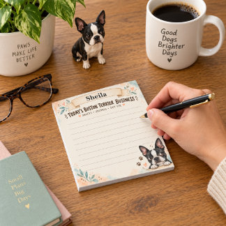 Personalisierter Boston Terrier lustiger Beruf Notizblock