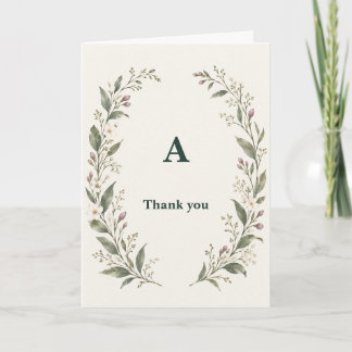 Personalisierter botanischer Anfangsbuchstabe Dank Karte