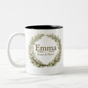 Personalisierter botanischer Kranzbecher Benutze Zweifarbige Tasse