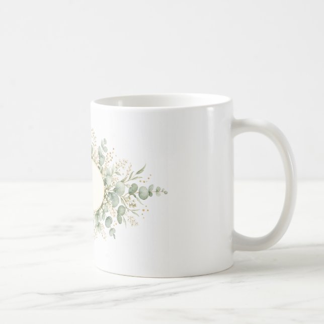Personalisierter botanischer Monogramm-Becher, Euk Kaffeetasse (Rechts)