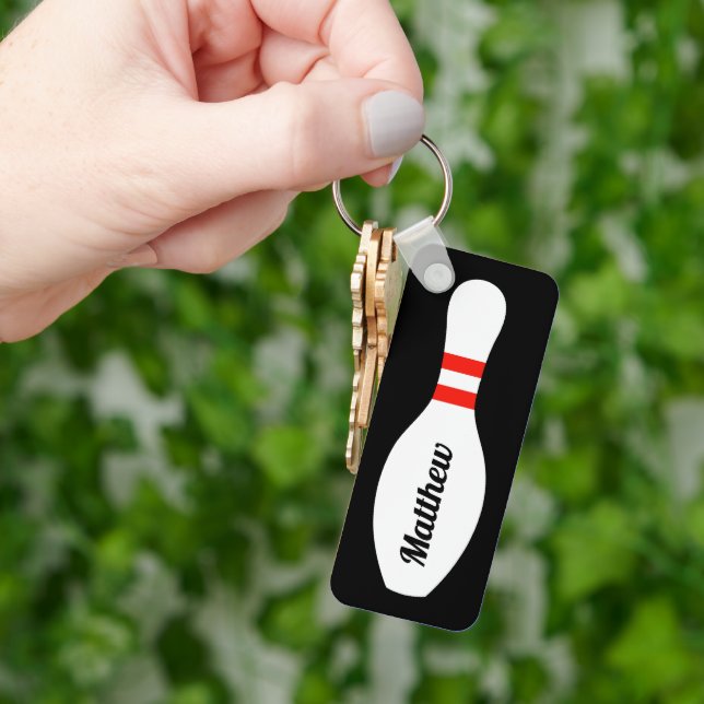 Personalisierter Bowling Button Schlüsselanhänger  (Hand)