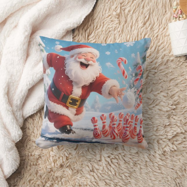Personalisierter Bowling-Santa mit Strike  Kissen (Decke)