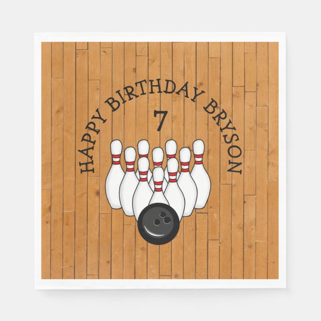 Personalisierter Bowling Themed Birthday Age and N Serviette (Vorderseite)