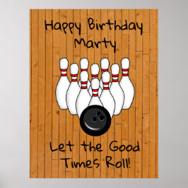 Personalisierter Bowling Themed Happy Birthday Poster