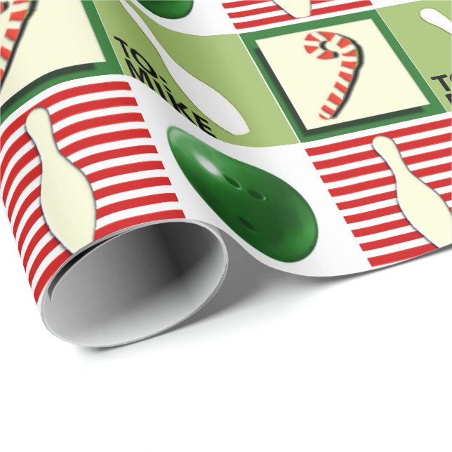 Personalisierter Bowling Weihnachten Geschenkpapier (Rolleneckpunkt)