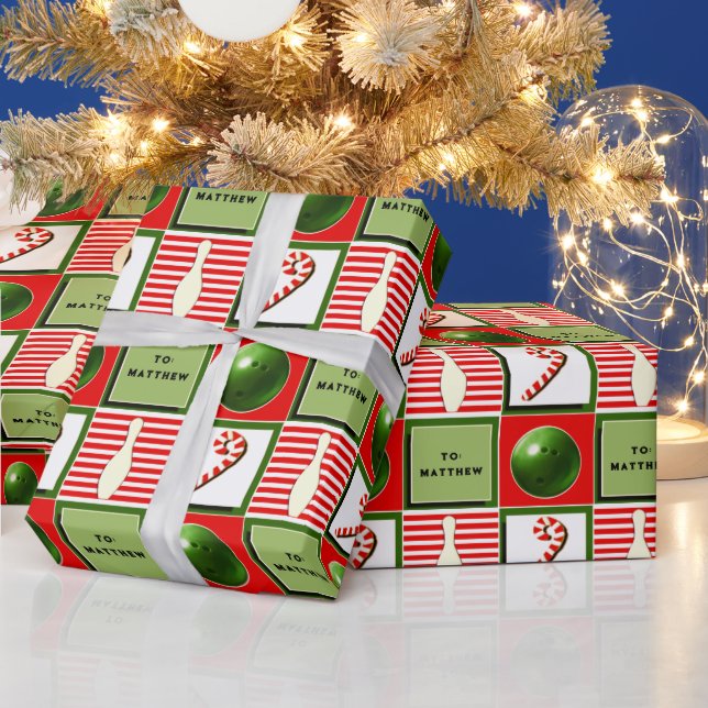Personalisierter Bowling Weihnachten Geschenkpapier (Feiertage)
