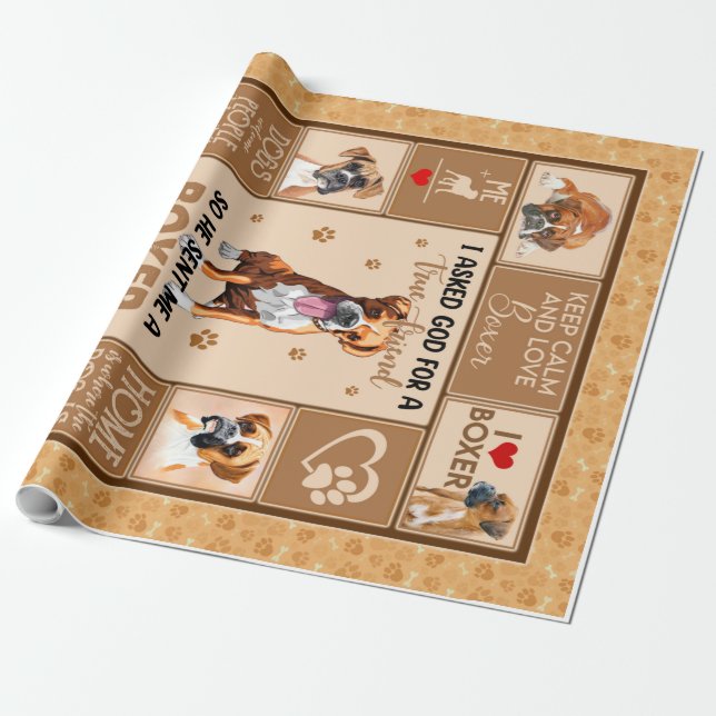 Personalisierter Boxer-Dog-Blanken Geschenkpapier (Ungerollt)