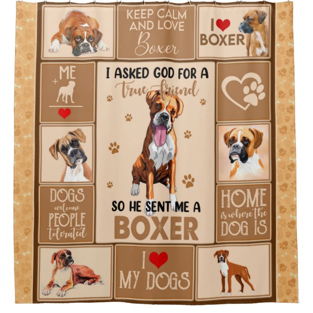 Personalisierter Boxer Dog Blanket, Duschvorhang (Vorderseite)