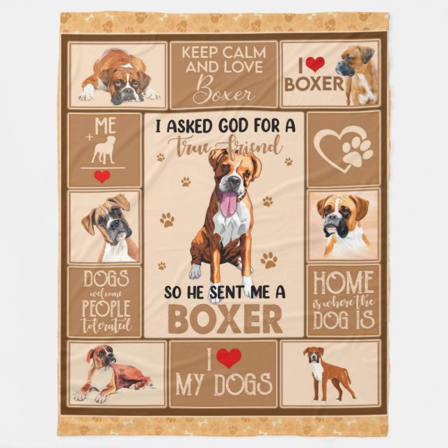 Personalisierter Boxer Dog Blanket, Fleecedecke (Vorderseite)