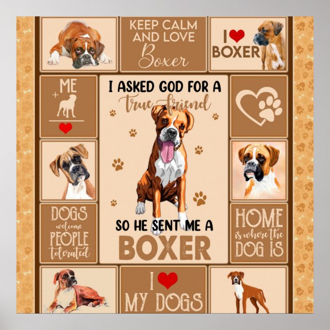 Personalisierter Boxer Dog Blanket, Poster (Vorne)