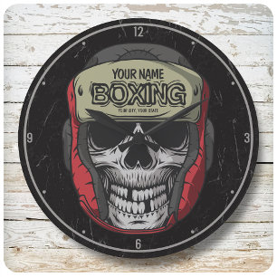 Personalisierter Boxer Fight Club Große Wanduhr