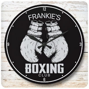 Personalisierter Boxklub Boxer Gym Fighter Handsch Große Wanduhr