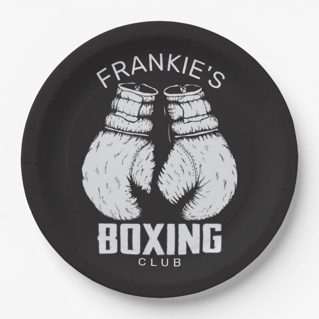 Personalisierter Boxklub Boxer Gym Fighter Handsch Pappteller (Vorderseite)