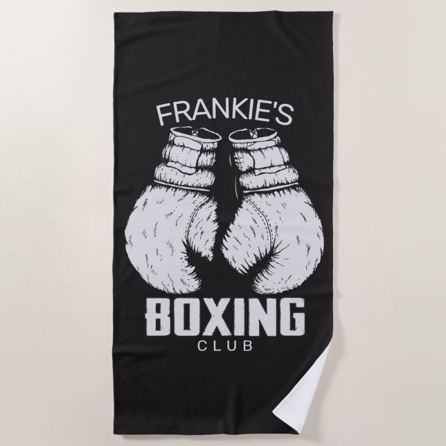 Personalisierter Boxklub Boxer Gym Fighter Handsch Strandtuch (Vorderseite)