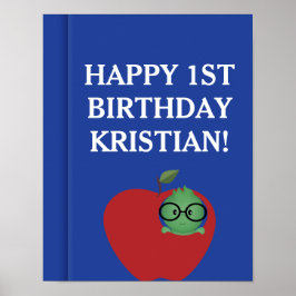 Personalisierter Boy Bookworm Geburtstagspender Poster