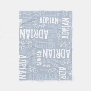 Personalisierter Boy Name and Bikes Dusty Blue Fleecedecke