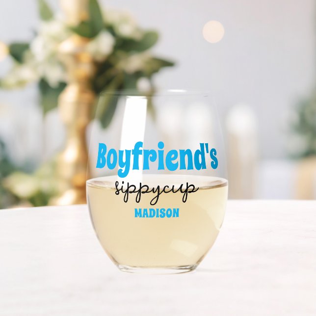 Personalisierter Boyfriend's Sippy Cup Weinglas Ohne Stiel (Insitu (Hochzeit))