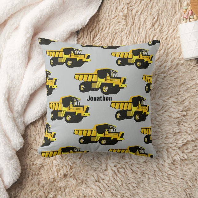Personalisierter Boy's Room YELLOW Dump Truck Kissen (Decke)