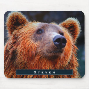 Personalisierter Braunbär Portrait Wildlife Foto Mousepad