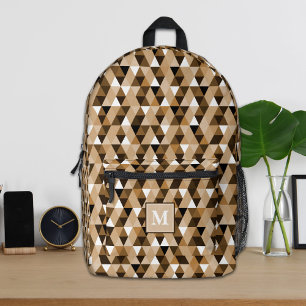 Personalisierter brauner geometrischer Muster-Ruck Bedruckter Rucksack