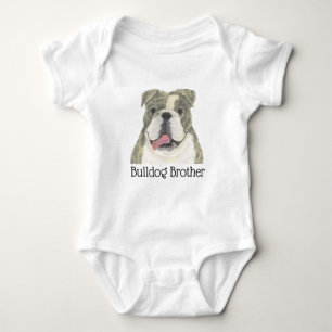 Personalisierter Brauner und Weißer English Bulldo Baby Strampler