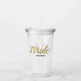 Personalisierter Braut-GoldGlitzer Acryltrinkbecher