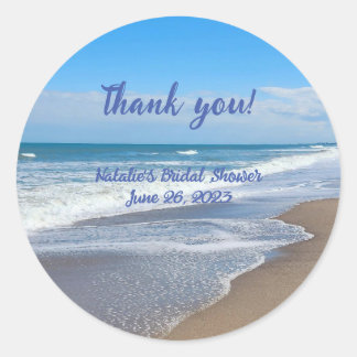 Personalisierter Brautstrand Szene Danke Aufkleber