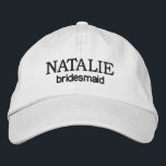 Personalisierter Bridesmaid-Junggeselinnen-Abschie Bestickte Baseballkappe<br><div class="desc">Machen Sie mit unserem Personalisierten Bridesmaid Gift Junggeselinnen-Abschied, bestickt mit Baseball Cap, eine Aussage auf Ihrem Junggeselinnen-Abschied. Diese bestickten Baseballkappen sind das perfekte Accessoire, um Ihrer Feier eine Touch personalisierten Flairs hinzuzufügen. Die Kaps sind mit einer eigenen Stickerei versehen, die es Ihnen ermöglicht, eigene Texte, Monogramme oder eine spezielle Nachricht...</div>
