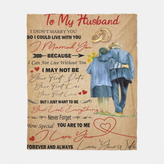 Personalisierter Brief an mein Ehemann Fleecedecke (Vorderseite)