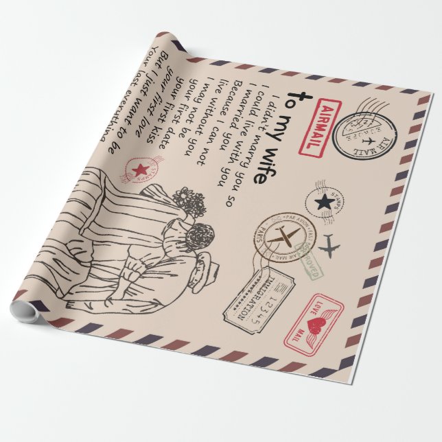 Personalisierter Brief an meine Ehefrau, Ehefrau G Geschenkpapier (Ungerollt)