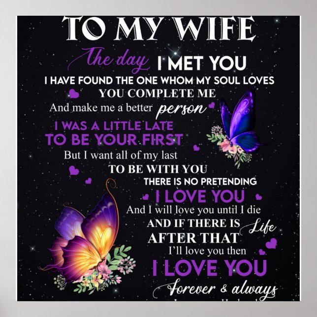 Personalisierter Brief an meine Ehefrau, Paare Val Poster (Vorne)