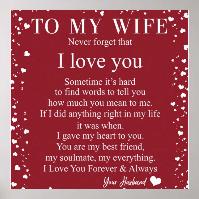 Personalisierter Brief an meine Ehefrau, Paare Val Poster (Vorne)