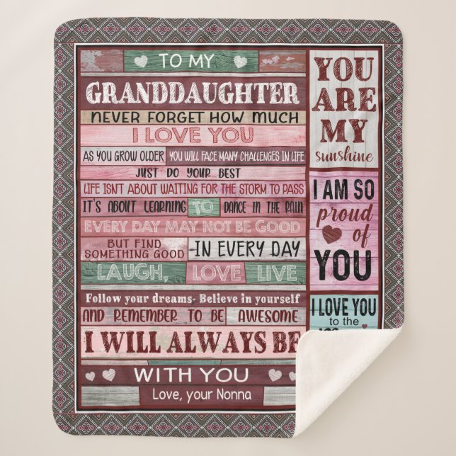 Personalisierter Brief an meine Enkelin Sherpadecke (Vorderseite)