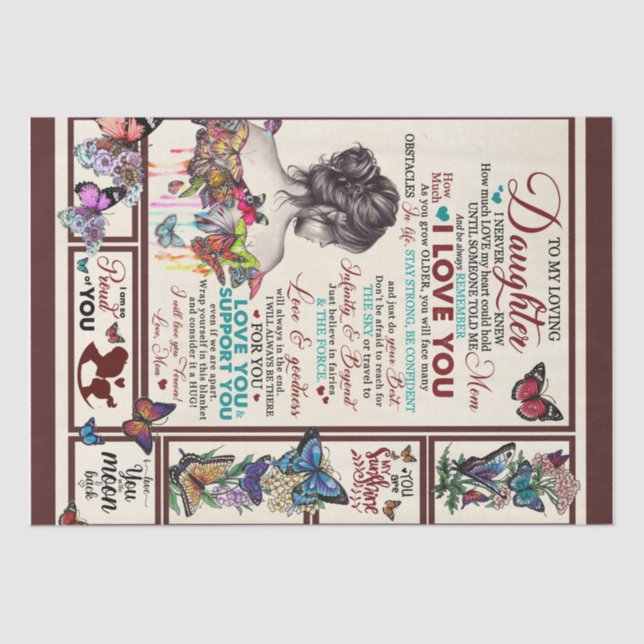 Personalisierter Brief an meine liebende Tochter Seidenpapier (Vorderseite)