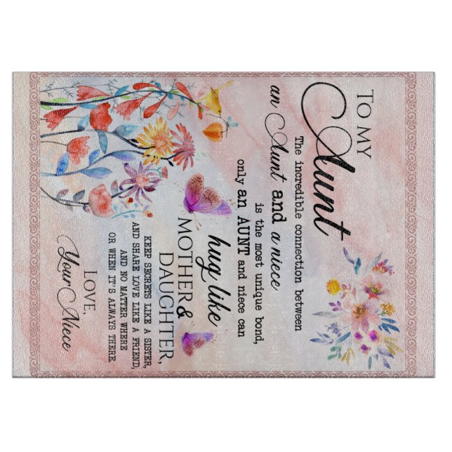 Personalisierter Brief an meine Tante Schneidebrett (Vorderseite)