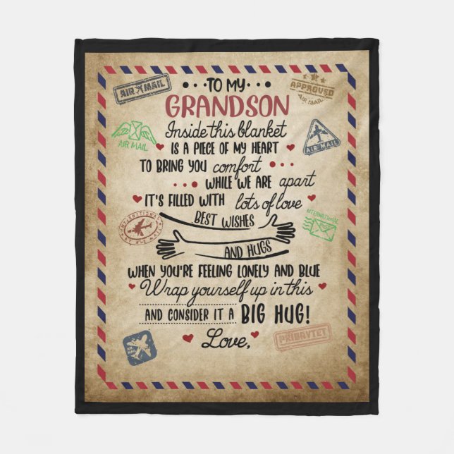 Personalisierter Brief an meinen GrandSon Fleecedecke (Vorderseite)