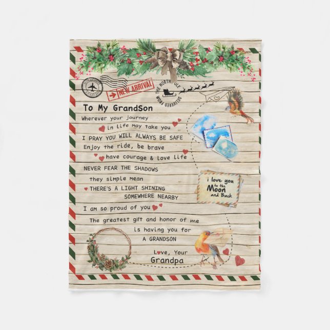 Personalisierter Brief an meinen Großvater Fleecedecke (Vorderseite)