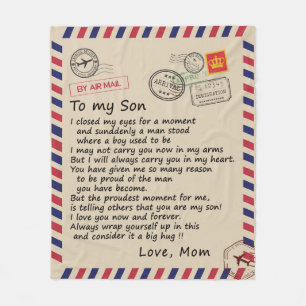 Personalisierter Brief an meinen Sohn aus der Mama Fleecedecke
