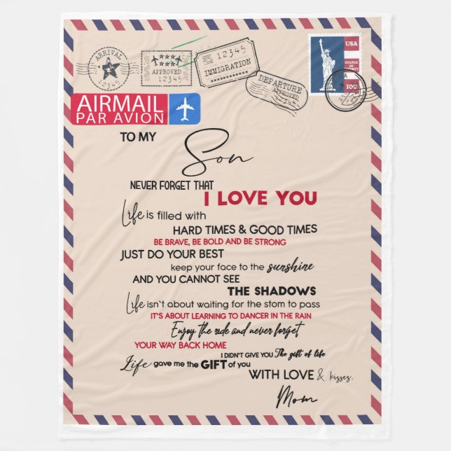 Personalisierter Brief an meinen Sohn Fleecedecke (Vorderseite)