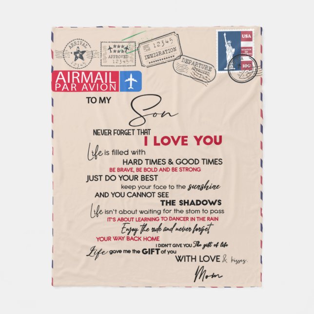 Personalisierter Brief an meinen Sohn Fleecedecke (Vorderseite)