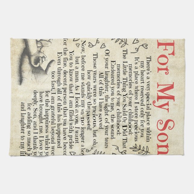 Personalisierter Brief an meinen Sohn, Sohn zum Ge Geschirrtuch (Horizontal)