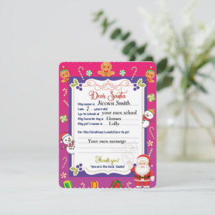 Personalisierter Brief an Santa Claus Holiday Ca Feiertagskarte