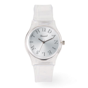 Personalisierter Brief Dial Silber Farbverlauf Armbanduhr