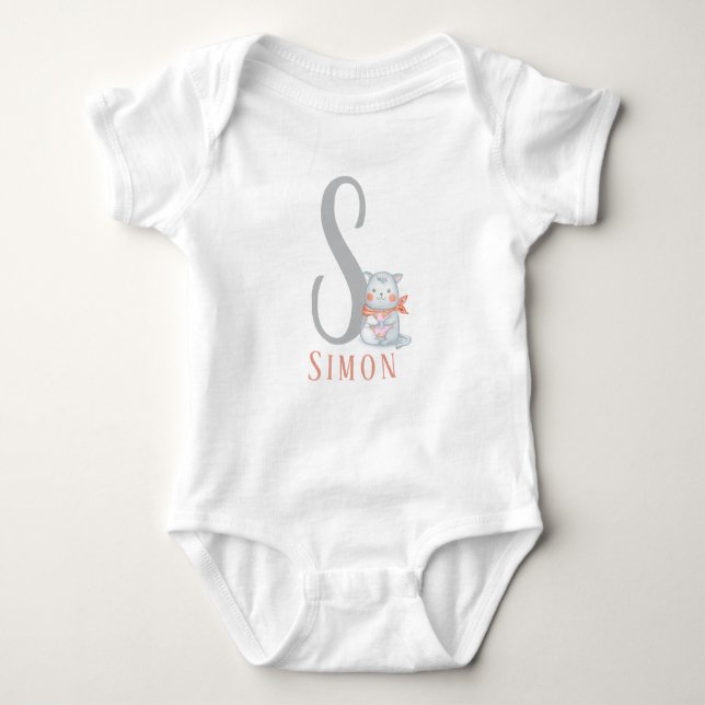 Personalisierter Brief und Name Baby Bodysuit Baby Strampler (Vorderseite)