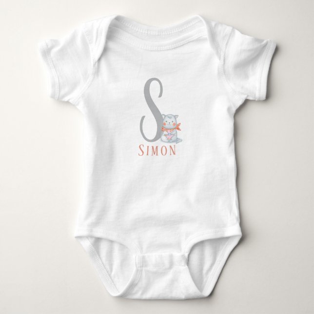 Personalisierter Brief und Name Baby Bodysuit Strampler (Vorderseite)
