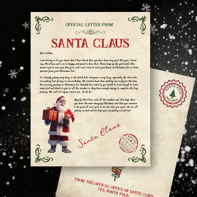 Personalisierter Brief vom Weihnachtsmann (Official Letter From santa Claus)