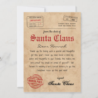 Personalisierter Brief vom Weihnachtsmann Einladung