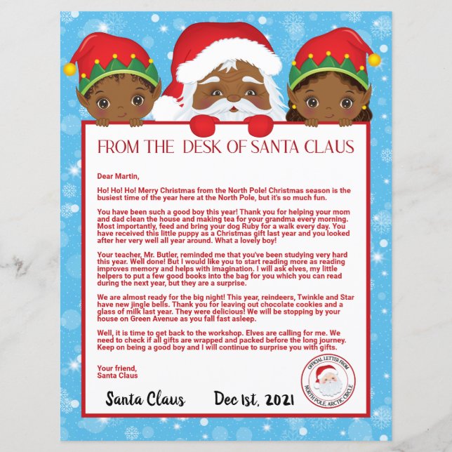 Personalisierter Brief von Black Santa Claus (Vorderseite)