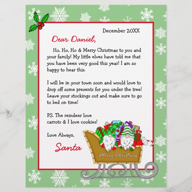 Personalisierter Brief von Santa für Kinder (Vorderseite)