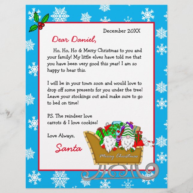 Personalisierter Brief von Santa für Kinder (Vorderseite)